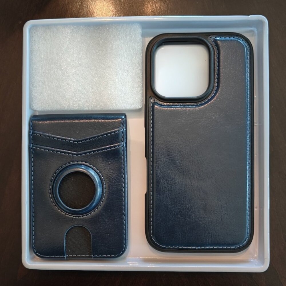 iPhone 16 Pro Wallet Case w/ AirTag Holder PU Leather Magnetic CC Holder-Sold